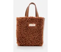 Shearling Museo Soft Mini Tote Bag | Marrone