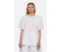 T-shirt Con Dettagli In Tulle E Perline | Bianco