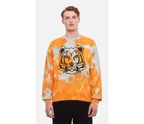 Felpa In Cotone Tye Dye "K-tiger" | Arancione