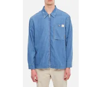 Camicia Over Curb In Denim + Zip | Azzurro