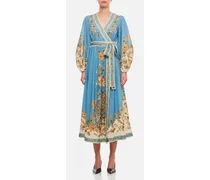Chintz Wrap Midi Cotton Dress | Azzurro