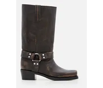 45mm Roxy Brushed Leather Boots | Nero