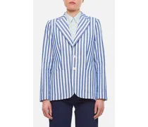 Single Breasted Stripes Blazer | Azzurro