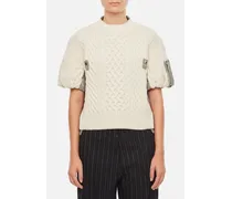 Nylon Twill And Knitted Pullover | Bianco