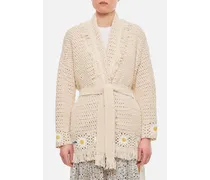 Daisy Cotton Crochet Cardigan | Bianco