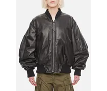 Anja Leather Bomber Jacket | Nero