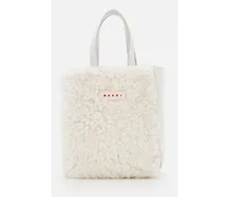 Shearling Museo Soft Mini Tote Bag | Bianco