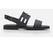 Leather Ankle Strap Sandals | Nero