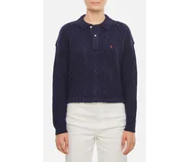 Long Sleeve Knit Polo Shirt | Blu