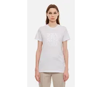 T-shirt In Cotone Con Logo Ricamato | Bianco