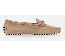 Eyelets Suede Loafers | Beige