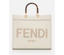 Fendi Sunshine Leather Tote Bag | Bianco