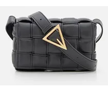 Small Padded Cassette Leather Shoulder Bag | Nero
