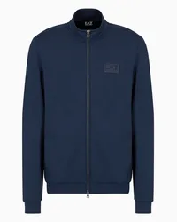 EA7 OFFICIAL STORE Felpa Con Zip Lux Identity In Misto Modal Blu