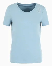 EA7 OFFICIAL STORE T-shirt A Maniche Corte Core Lady In Cotone Stretch Azzurro