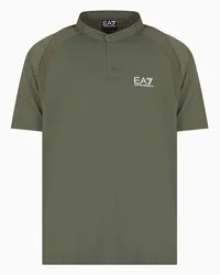 EA7 OFFICIAL STORE Polo Serafino Tennis Pro In Tessuto Tecnico Ventus7 Militare