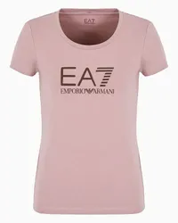 EA7 OFFICIAL STORE T-shirt Girocollo Shiny In Cotone Rosa