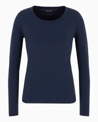 EA7 OFFICIAL STORE T-shirt A Maniche Lunghe Core Lady In Cotone Stretch Blu