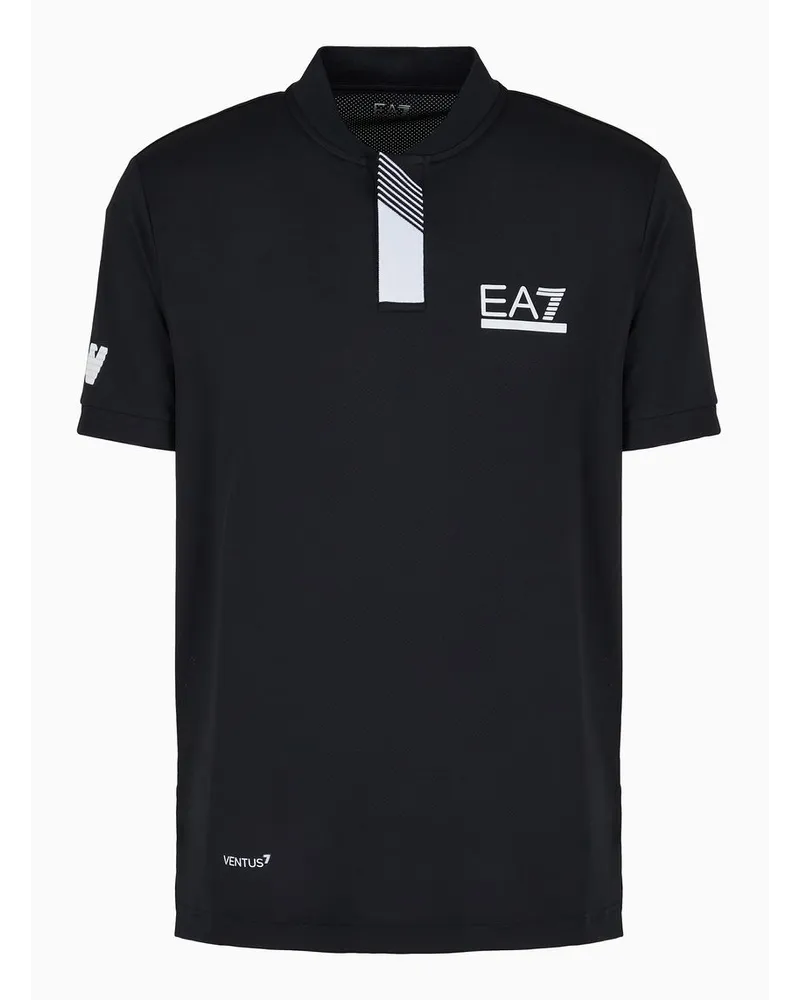 EA7 OFFICIAL STORE Polo Serafino Tennis Pro In Tessuto Tecnico Ventus7 Nero