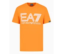 EA7 OFFICIAL STORE T-shirt A Maniche Corte Logo Series In Cotone Stretch Arancione