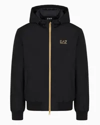 EA7 OFFICIAL STORE Bomber Con Cappuccio Core Identity In Tessuto Tecnico Nero