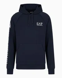 EA7 OFFICIAL STORE Felpa Con Cappuccio Logo Series In Misto Cotone Blu