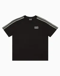 EA7 OFFICIAL STORE T-shirt Girocollo 7 Lines Boy In Cotone Nero