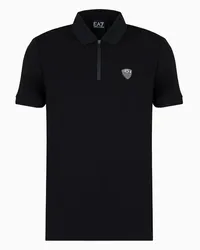 EA7 OFFICIAL STORE Polo Premium Shield In Misto Viscosa Stretch Nero