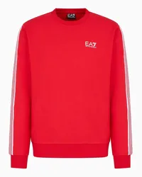 EA7 OFFICIAL STORE Felpa Girocollo 7 Lines In Misto Cotone Riciclato Asv Rosso