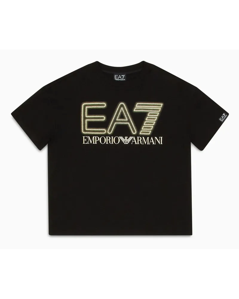 EA7 OFFICIAL STORE T-shirt Logo Series Boy In Cotone Nero