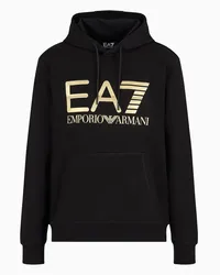 EA7 OFFICIAL STORE Felpa Con Cappuccio Logo Series In Cotone Nero