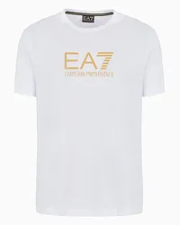 EA7 OFFICIAL STORE T-shirt Girocollo Gold Label In Jersey Cotone Bianco