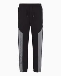 EA7 OFFICIAL STORE Pantaloni Jogger Athletic Colour Block In Misto Cotone Nero