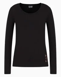 EA7 OFFICIAL STORE T-shirt A Maniche Lunghe Core Lady In Cotone Stretch Nero