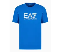 EA7 OFFICIAL STORE T-shirt Girocollo  A Maniche Corte Visibility In Cotone Stretch Blu