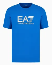 EA7 OFFICIAL STORE T-shirt Girocollo  A Maniche Corte Visibility In Cotone Stretch Blu