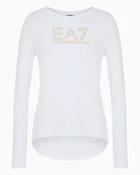 EA7 OFFICIAL STORE T-shirt A Maniche Lunghe Evolution In Cotone E Modal Stretch Bianco