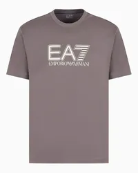 EA7 OFFICIAL STORE T-shirt Girocollo Visibility In Jersey Di Cotone Grigio