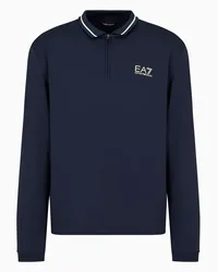 EA7 OFFICIAL STORE Polo A Maniche Lunghe Golf Pro In Tessuto Tecnico Ventus7 Blu