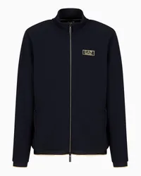 EA7 OFFICIAL STORE Felpa Gold Label In Piquet Tecnico Stretch Blu