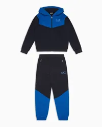 EA7 OFFICIAL STORE Tuta Athletic Colour Block Boy  In Misto Cotone Blu