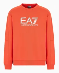 EA7 OFFICIAL STORE Felpa Girocollo Visibility In Misto Cotone Arancione