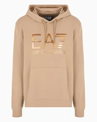 EA7 OFFICIAL STORE Felpa Con Cappuccio Logo Series In Cotone Marrone