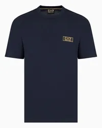 EA7 OFFICIAL STORE T-shirt Gold Label In Jersey Cotone Blu