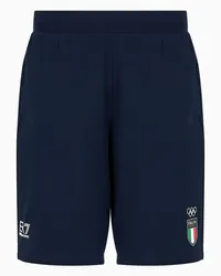 EA7 OFFICIAL STORE Italia Team Paris 2024 Bermuda Uomo In Tessuto Tecnico Natural Ventus7 Blu