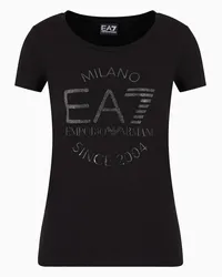 EA7 OFFICIAL STORE T-shirt Girocollo Logo Series Crossover In Cotone Stretch Nero