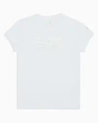 EA7 OFFICIAL STORE T-shirt Girocollo Shiny Girl In Cotone Stretch Bianco