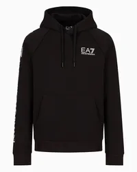 EA7 OFFICIAL STORE Felpa Con Cappuccio Logo Series In Misto Cotone Nero