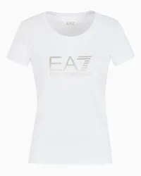 EA7 OFFICIAL STORE T-shirt Girocollo Shiny In Cotone Bianco