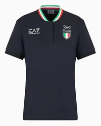 EA7 OFFICIAL STORE Italia Team Paris 2024 Polo Guru Donna  In Tessuto Tecnico Natural Ventus7 Blu